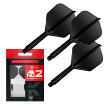 TARGET Darts K Flex Integrated Dart Flights And Shafts, No.2 Black (Intermediate) | Pack Of 3 K-Flex ? No2, Kflex All In One Moulded Dart Flight &