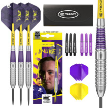 TARGET Darts Luke Littler Brass Steel Tip Darts Set ? 22G Steel Tip Dart, The Nuke Player Edition Dart Set, Dart Flights, Shafts & Dart Case Included
