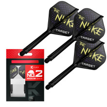 TARGET Darts Luke Littler K Flex Flights and Shaft System, No.2 (Medium, 33mm) | Pack of 3 Kflex All In One Flights, The Nuke Player Edition Darts