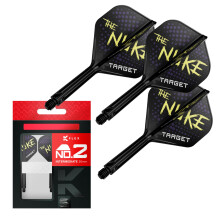TARGET Darts Luke Littler K Flex Flights and Shaft System, No.2 (Intermediate, 26mm) | Pack of 3 Kflex All In One Flights, The Nuke Player Edition