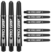 TARGET Darts Pro Grip Shafts ? Set of 9 | Black, Short (34mm) | Dart Stems, Professional Darts Accessories, 2BA Shaft Multipack with Rings