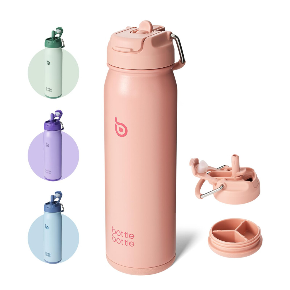 BOTTLE BOTTLE Insulated Water Bottle Stainless Steel 700ml?24oz? Bike Water Bottles with Straw and Adjustable Lid Daily Drink Flask Pill Organizer-image-OPC-PGPHN9T-NEW