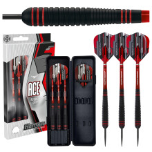 Harrows Ace Rubber Brass Steel Tip Darts Set 20g, 22g, 24g & 26g - Includes Supergrip Shafts, Micron Marathon Flights & Convenient Travel Case 26g