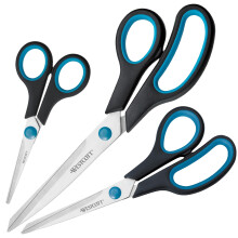 Westcott Easy Grip Scissors 3 Pieces Black | Set of 3 Universal Scissors with Comfort Grip | Extra Sharp & Durable Stainless Steel Blade | Scissors