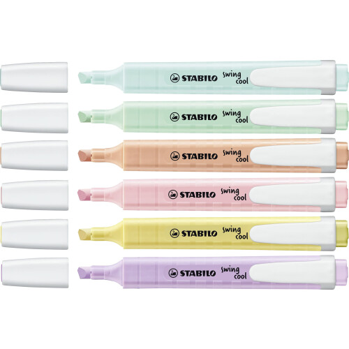 STABILO swing cool Pastel - Highlighter - Pack of 6 - Assorted Colours 2