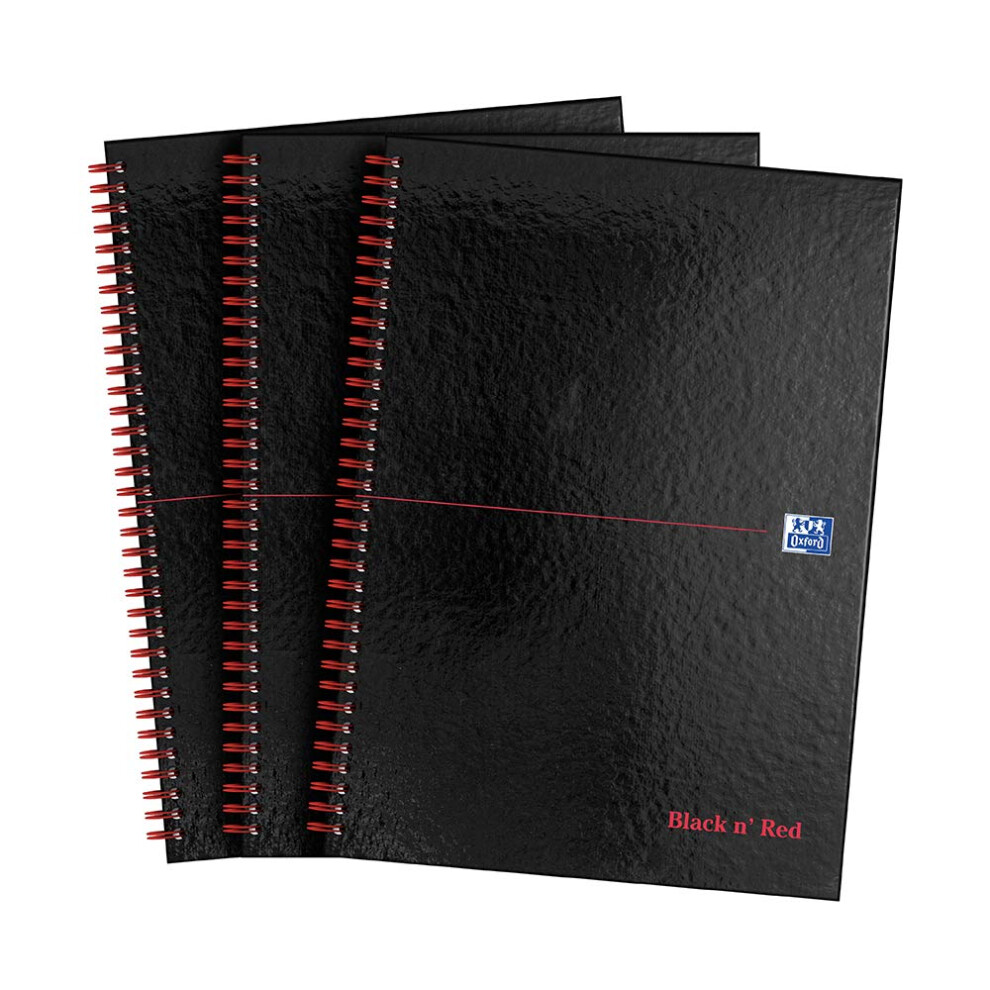 Oxford Black n' Red A4 Notebook, Glossy Hardback Wirebound, Pack of 3-image-OPC-PGPHNR9-NEW
