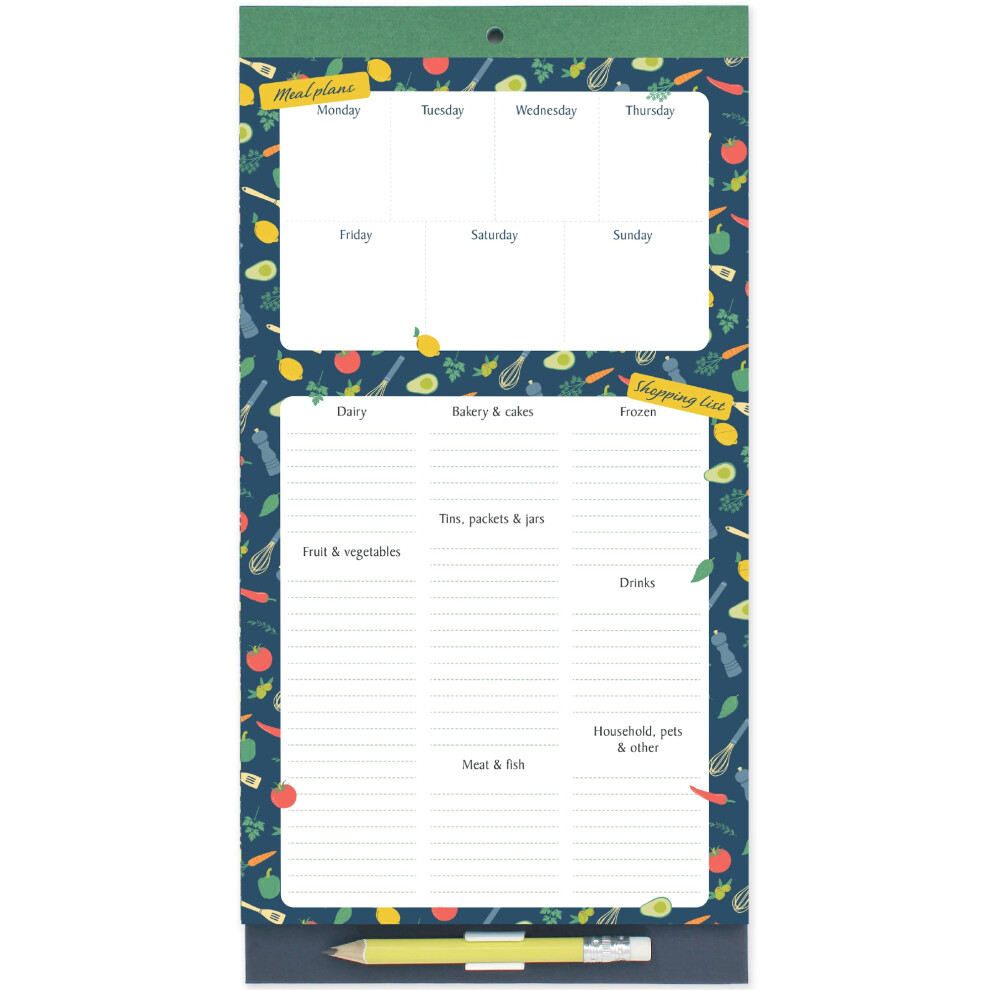 Boxclever Press Meal Planner and Shopping List Pad. Magnetic Shopping List Pad for Fridge with Weekly Meal Planner. Pocket and Clip on Pencil.