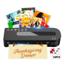 MAXDONE Laminator Machine A4 Laminators - Thermal and Cold A4 Laminator Machine with 10 Laminating Pouches, Laminating Machine 80-125 Mic and 90-s