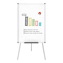 VIZ-PRO Flipchart Easel Whiteboard, Magnetic Portable Dry Wipe Board 90 x 60 cm, Tripod White Board Height Adjustable