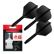 TARGET Darts K Flex Integrated Dart Flights And Shafts, No.6 Black (Intermediate) | Pack Of 3 K-Flex - No6, Kflex All In One Moulded Dart Flight &