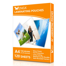 120 Sheets A4 Laminating Pouches,Gloss Finish,Rounded Corners, Clear,150 Micron (2 x 75 Micron) Laminator Pouches Glossy Laminate Pouch-Flexible