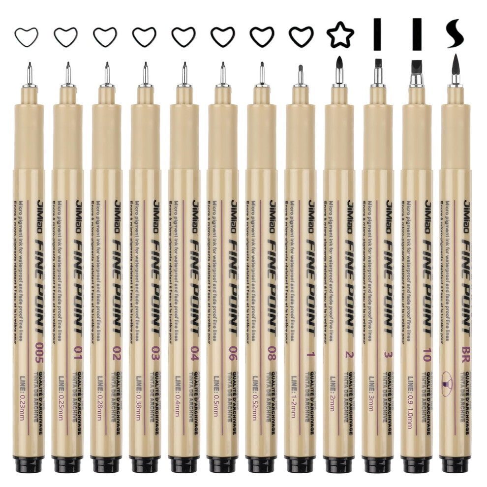 Svalor Fineliners Pens, 12 Piece Fine Liner Pens With 12 Different Line Widths, Drawing Pens For Artists, Fineliner Pens For Illustration, Black