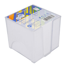 Westcott Note Block White 800 Sheets in Note Box | memo Block with 9 x 9 cm Sheets in White | Sturdy Box Made of Transparent Plastic | FSC-Certified