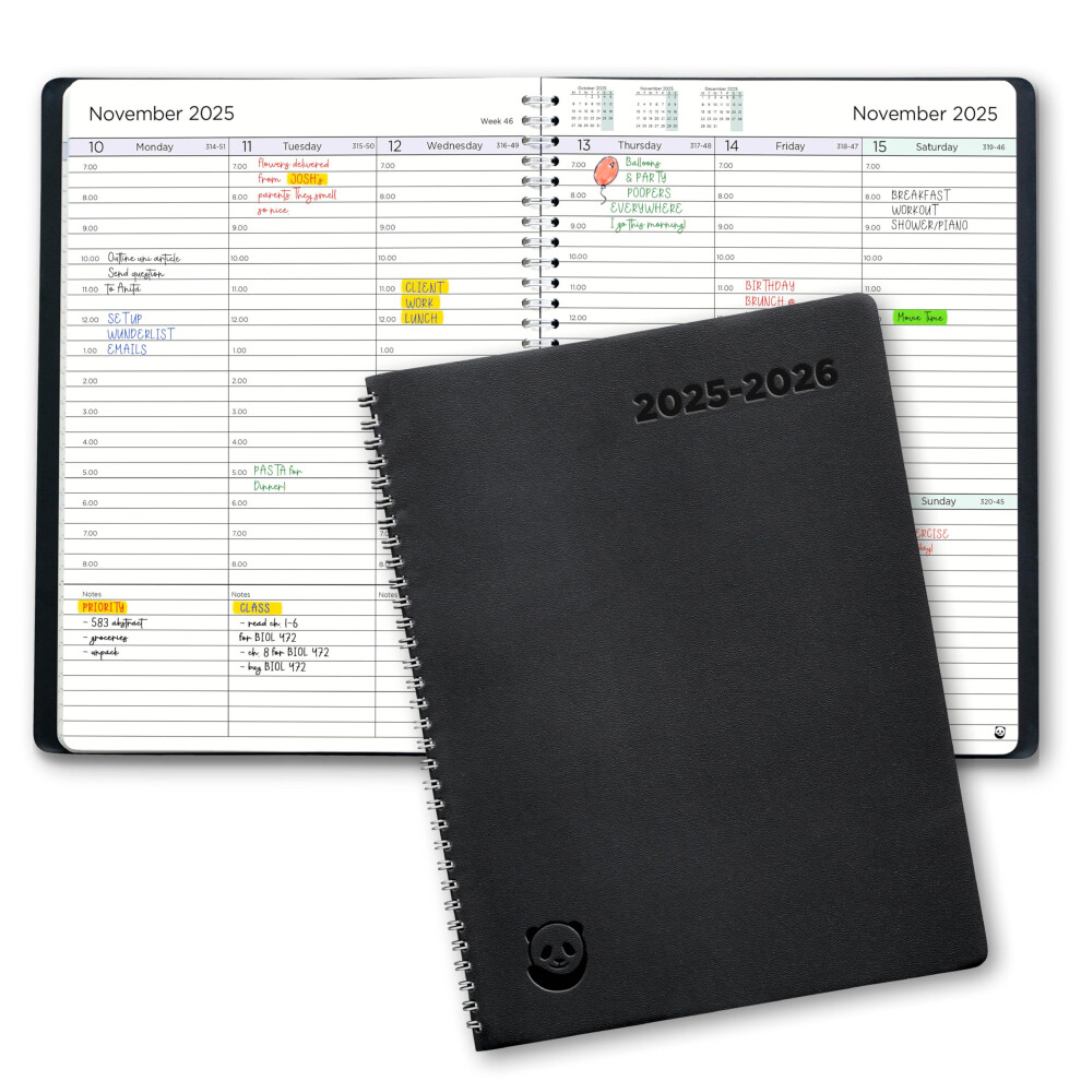 Academic Diary 2025-2026 by Smart Panda - A4 Diary, Week to View - Softcover, 30 Minute Intervals Teacher Planner, Mid Year Work and Appointment