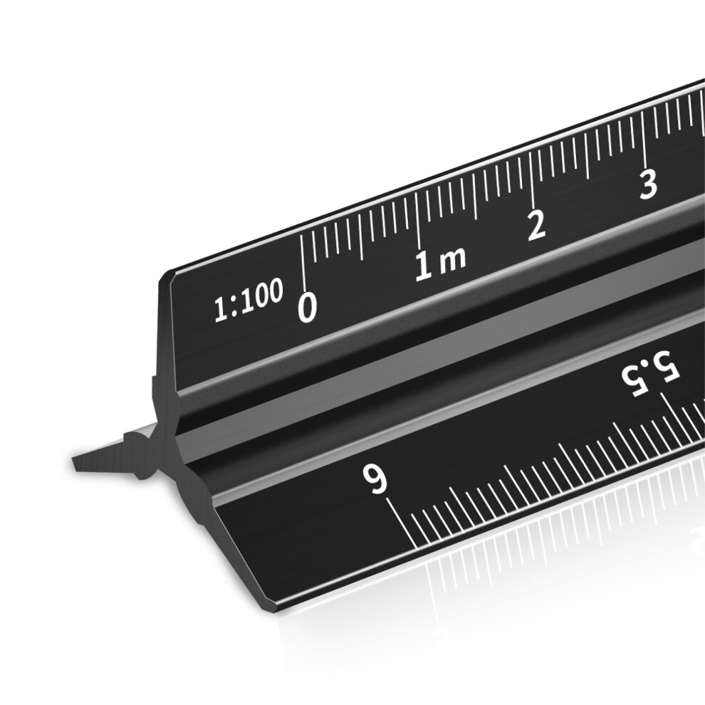 Rena Chris Architectural Metric Scale Ruler: 30Cm Ruler, Aluminum Architect Scale,Laser Etched Triangle Scale Ruler, Scale Ruler For Blueprint, 5051219568572