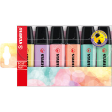 STABILO BOSS ORIGINAL Pastel - Highlighter - Pack of 6 - Milky Yellow, Creamy Peach, Pink Blush, Lilac Haze, Hint of Mint, Touch of Turquoise