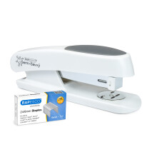 Rapesco 1483 Germ-Savvy Antibacterial, ECO Sting Ray Half Strip Stapler & 1000 x 24/6 mm Staples, Soft White