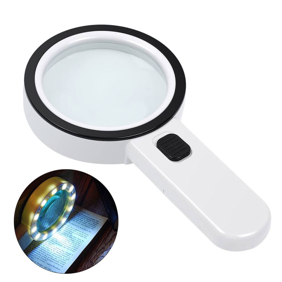 Aixpi Light Magnifying Glass With 30X Handheld Large Magnifying Glass 12 Led Illuminated Ed Magnifier For Macular Degeneration, Seniors Reading,