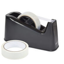Rapesco 1540 500 Heavy Duty Tape Dispenser with 2 Tape Rolls, Black