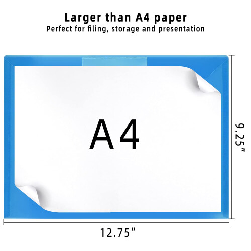 Plastic Wallets - 30 Pack A4 Folders Wallets Plastic Document Files Popper Wallets with Pocket 1