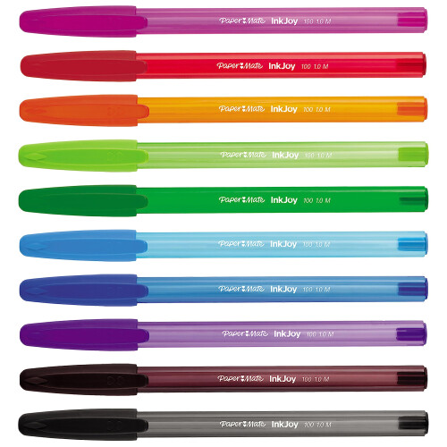 Paper Mate Paper Mate InkJoy 100ST Ballpoint Pens | Medium Point (1.0mm) | Assorted Fun Colours | 27 Count 1