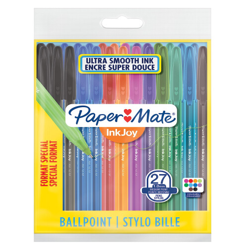 Paper Mate Paper Mate InkJoy 100ST Ballpoint Pens | Medium Point (1.0mm) | Assorted Fun Colours | 27 Count