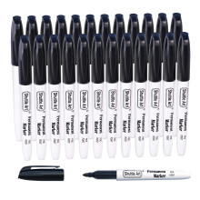 Shuttle Art Black Permanent Markers, 24 Pack Fine Point Permanent Marker Pens Set, Perfect on Plastic, Wood, Stone, Metal and Glass for Doodling,