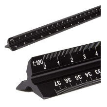Architectural Scale Ruler, Aluminum Triangular Scale Ruler Metric 1:20, 1:25, 1:50, 1:75, 1:100, 1:125 Standard 12 Inch for Architects, Students,
