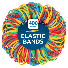 SOL 400pk Elastic Bands, Coloured Thick Rubber Bands in Various Sizes for Home & Office Use, Provides Secure Binding, Perfect for Bundling &