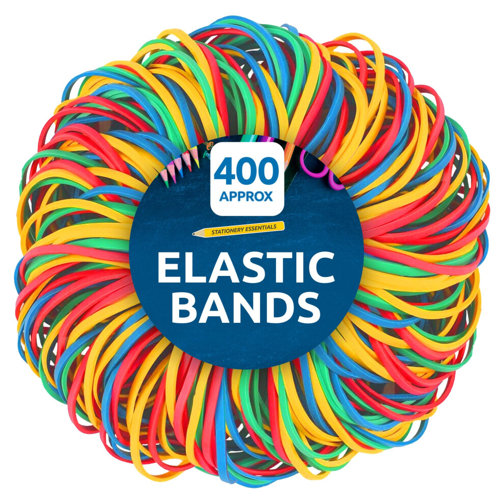 Sol 400Pk Elastic Bands, Coloured Thick Rubber Bands In Various Sizes For Home & Office Use, Provides Secure Binding, Perfect For Bundling &