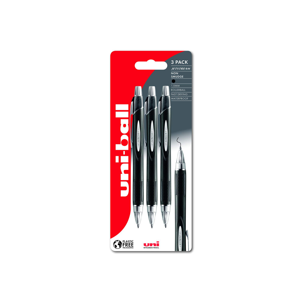 uni-ball SXN-210 RT Jetstream Black Rollerball Pens - Extremely Smooth Writing, Drawing, Art, Colouring, Note Taking, Journaling. Ink Dries Instantly.