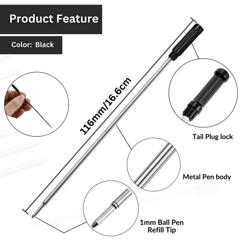 Cross 10-Pack Black Ballpoint Pen Refills, 11.6cm, Medium Tip 1