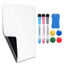 A4 Magnetic Dry Erase Whiteboard Sheet Magnetic Dry Wipe Board with 3 Whiteboard Pens, 1 Magnetic Eraser and 4 Fridge Magnets for Memos, Notes, Lists