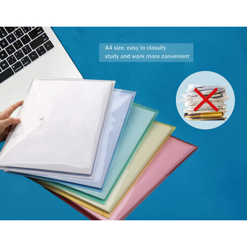 14 Pcs A4 Plastic Wallets File Folders Stationary Document Folders with Button 1