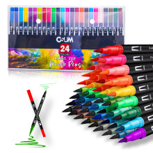 OSUM Colouring Pens wallet of 24 | Felt fine tip Pens and Fineliner Pens Coloured Pens Dual tip brush pens Art Supllies for Adult Colouring Books