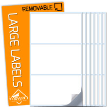 Large Labels for Storage Boxes - 45 Pack Large Sticky Labels, Waterproof, Removable, Easy Peel Off, Self Adhesive, Multipurpose, White Stickers, 102 x