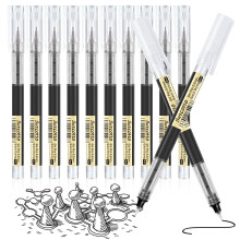 Surcotto Gel Pens, 12pcs 0.5mm Black Gel Ink Pens, Ultra-Fast Drying, Gel Pen for Writing, Drawing, and Outlining, Black Pens for Student, office