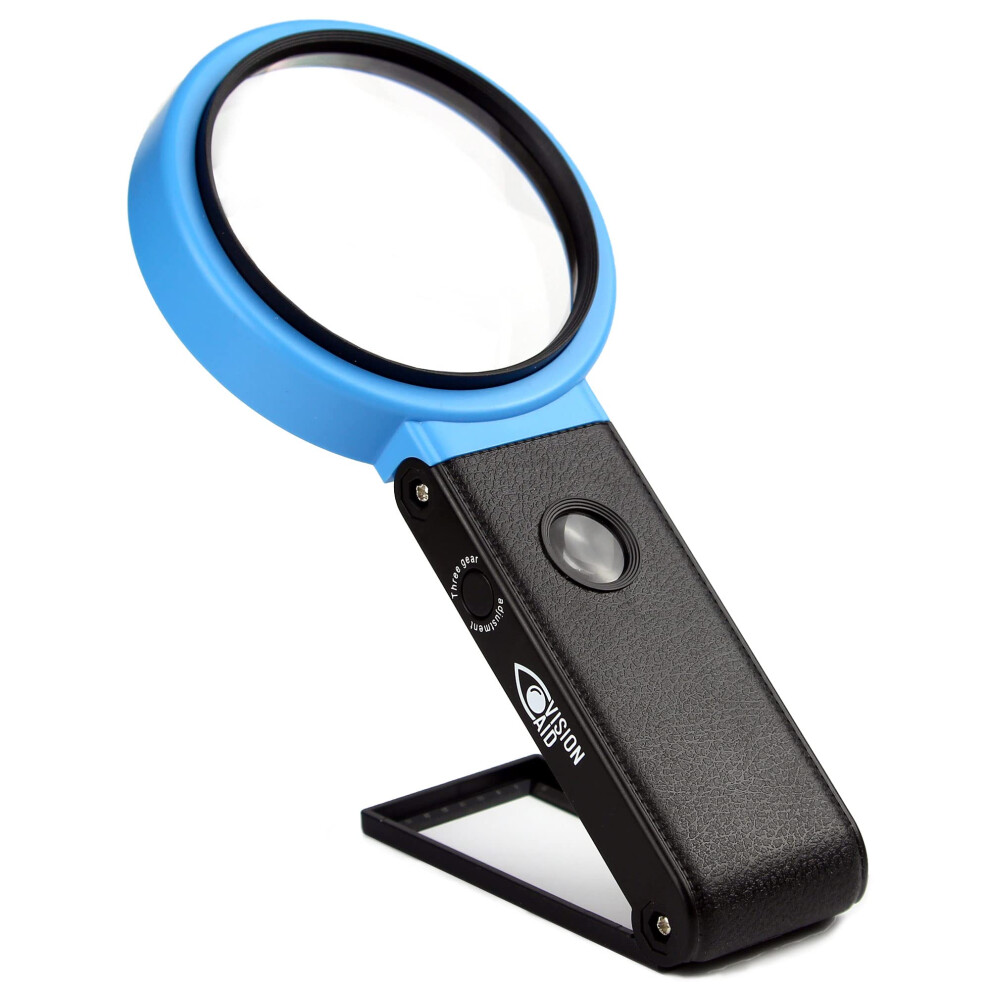 Vision Aid 30X Hands-Free Magnifying Glass With 21 Led Lights For Coins Jewelry Crafts Hobby 40X Loupe Handheld Or Desktop Stand Magnifier For Seniors