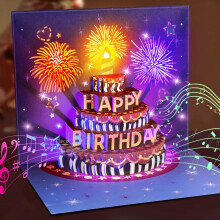 Birthday Cards, LIGHTS & SOUND Pop up Happy Birthday Card Birthday Gifts for Women Men Husband Wife Kids Greeting Cards With Envelopes