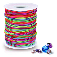 Alyvisun 1mm x 100m Rainbow Elastic String for Bracelets, Durable Bracelet String,Suitable for DIY Jewelry Making, Bracelets, Necklaces, Crafts,