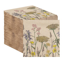 Table Kind 100 Bulk Pack Soft Recycled Paper Napkins, Floral Disposable Party Serviettes for Weddings or Everyday, Eco-Friendly, Kraft Unbleached Home