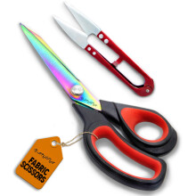STYLIFYZ Fabric Scissors, 9.5 Inch Heavy Duty Titanium Coated Stainless Steel Dressmaking Scissors, Extra Sharp Sewing Scissors for Fabric Cutting,