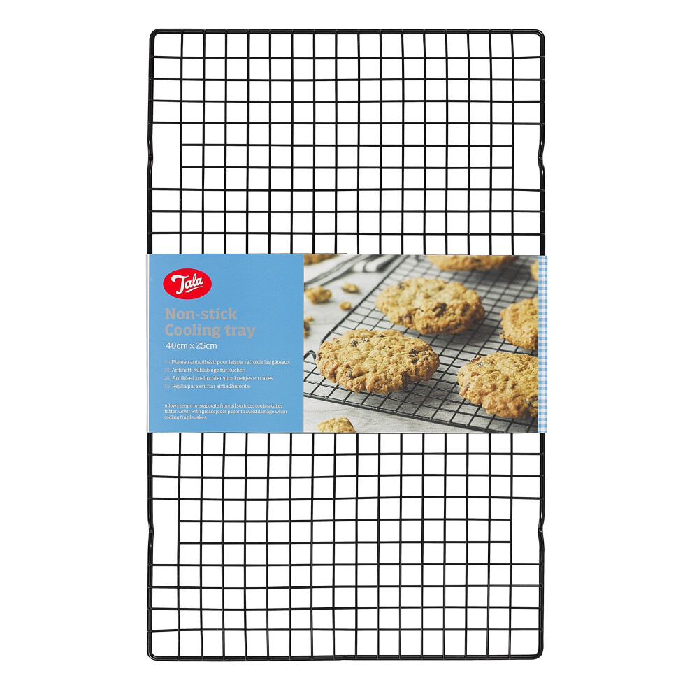 Tala Large Non-Stick Cooling Rack - Perfect For Cooling Freshly Baked Goods Including Muffins, Cookies, Biscuits And Cakes - Measures 40 X 25Cm, Black