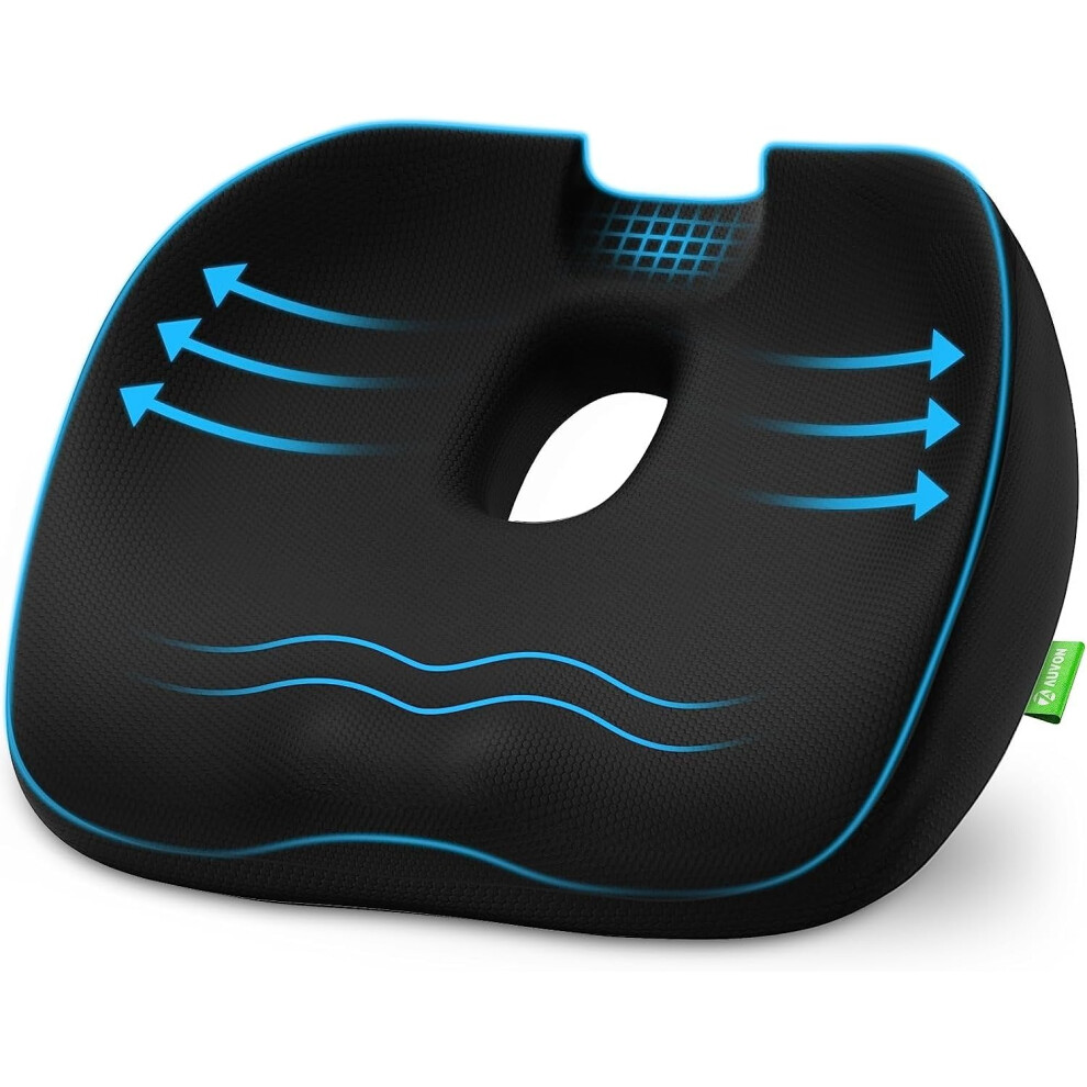 Auvon Innovation Donut Cushion For Hemorrhoids With Scientific Center Hole & U-Shaped Cutout, Orthopedic Pain Relief Seat Cushions For Tailbone,