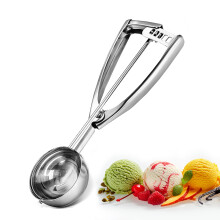 Bixel Ice Cream Scoops with Easy Trigger - Large Sized (6.3cm) 304 Stainless Steel Cookie Scoop for Meatballs, Mellon Balls, Mashed Potatoes and