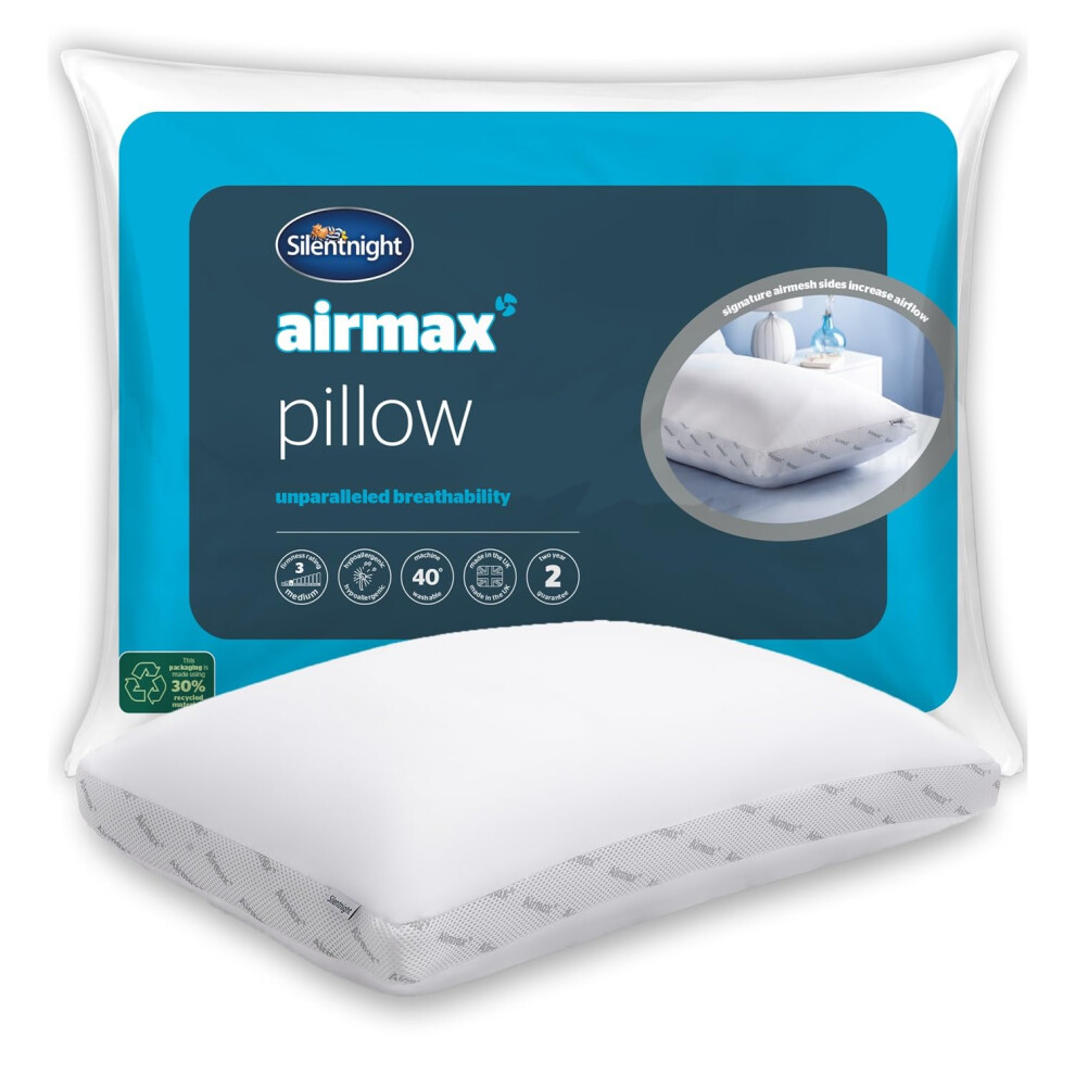 Silentnight Airmax Pillow ? Air Mesh Sides Maximising Airflow Preventing Overheating for a Cool Night's Sleep ? Machine Washable and Hypoallergenic