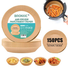 BRONXIC? 150PCS Air Fryer Liners 16cm | Heavy Duty Oil Proof & Non-Stick Air Fryer Liner | Heat Resistant Disposable Parchment Airfryer Liners |