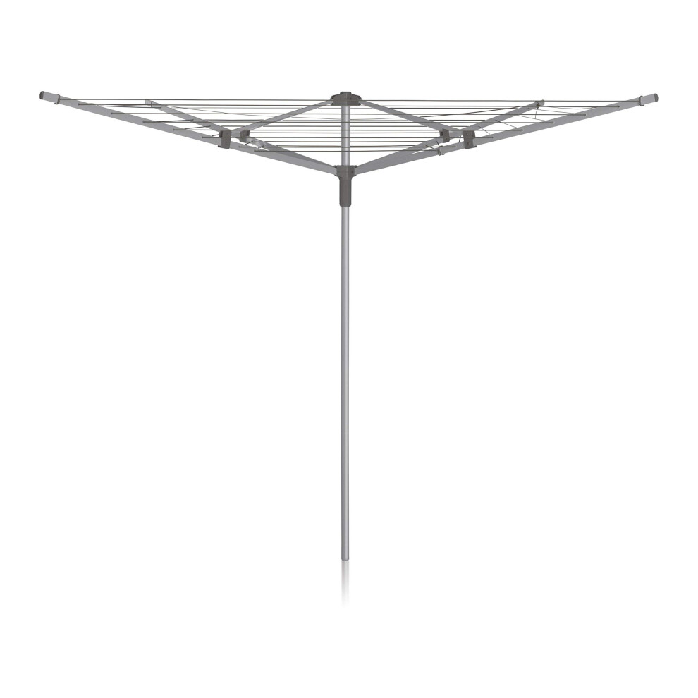 Addis 40m 4 Arm Rotary Washing Line (Grey) Multiple Tension Adjustment, Folding Outdoor Rotating Clothes Dryer & Ground Spike MOB, Metallic