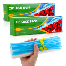 50 Pcs Zip Lock Bags, Food Storage Freezer Bags (2.27L) Reusable Sandwich Bags Food Storage Bags with Expandable Bottom, BPA Free Zip Seal Freezer