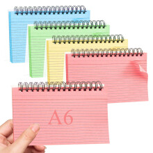 Flash Cards, Vakki 200 PCS A6 Revision Cards 4 * 6 Inches Flashcards Spiral Ruled Index Cards Lined Revision Flash Cards Coloured Record Cards & Cue